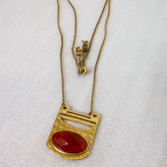 Lucky Brand Red Carnelian Slide Necklace Hammered - Picture 4 of 8